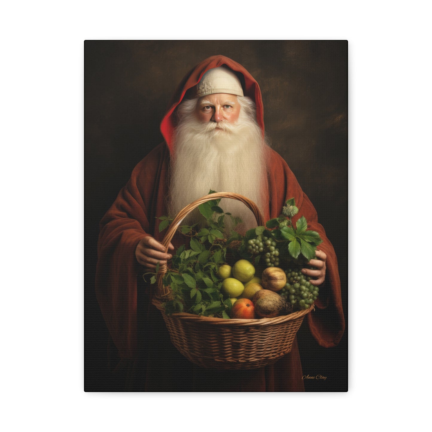 Fruit Basket Santa Matte Canvas, Stretched, 1.25"