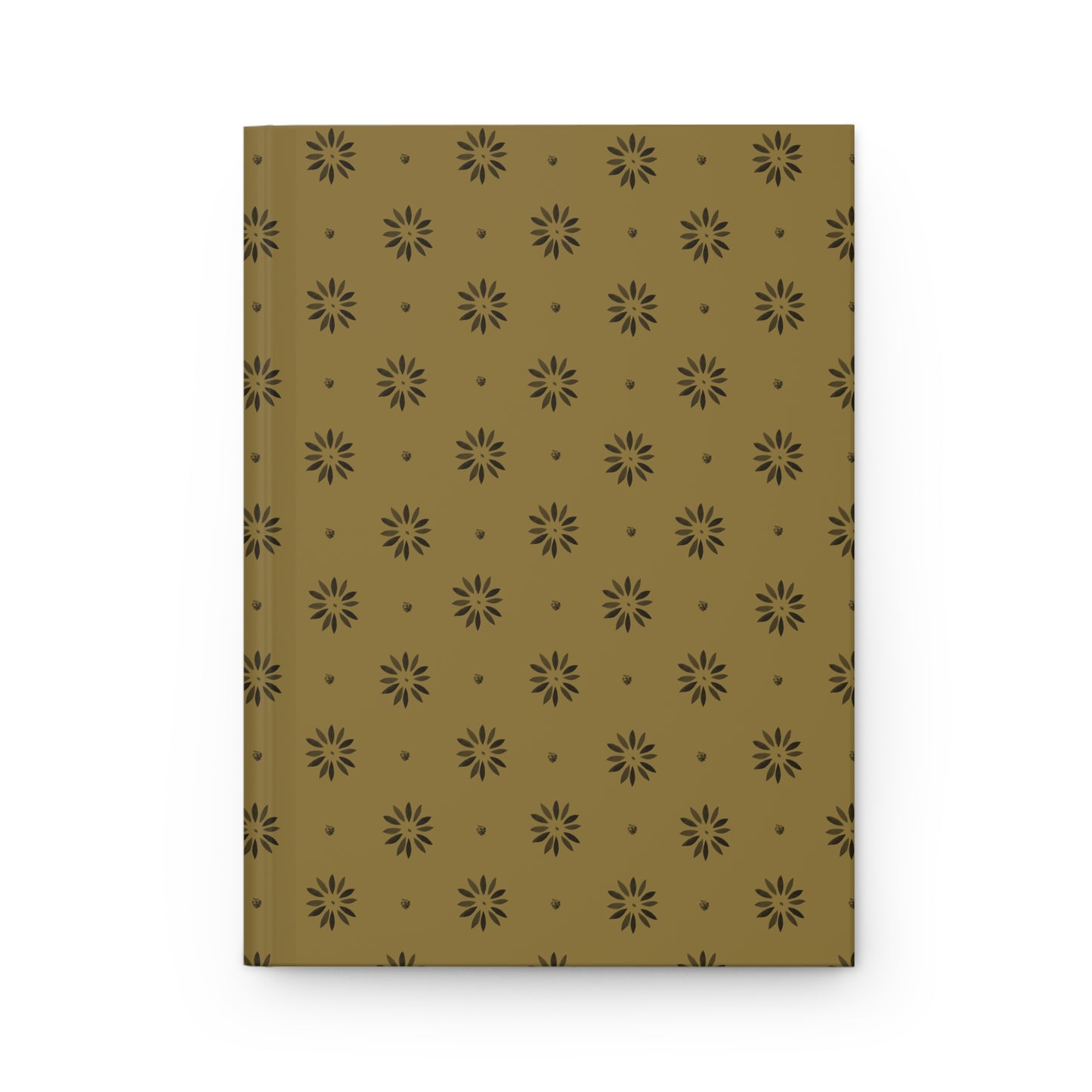 Black Petal Stencil on Mustard Hardcover Journal Matte