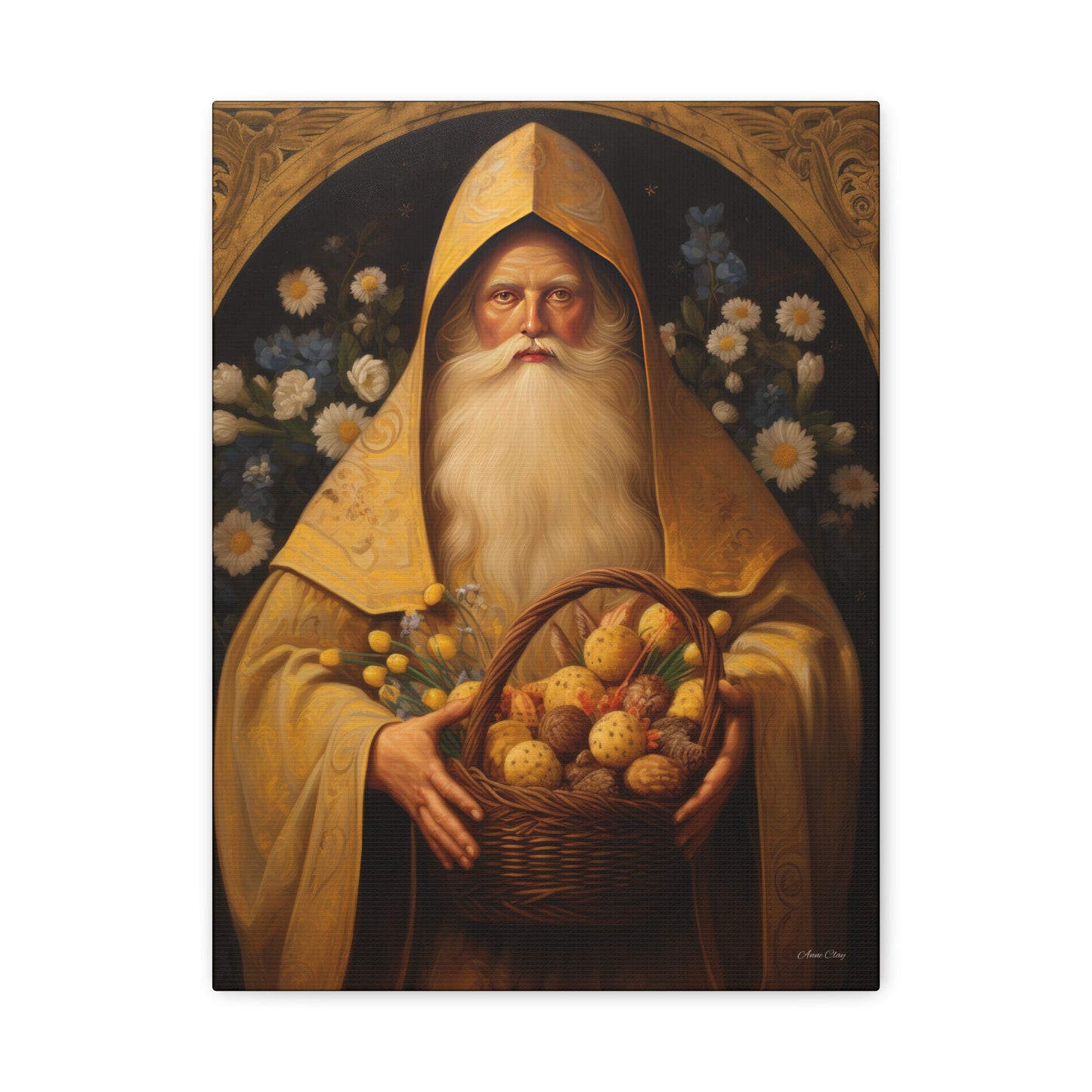 Easter Basket Santa Matte Canvas, Stretched, 1.25"