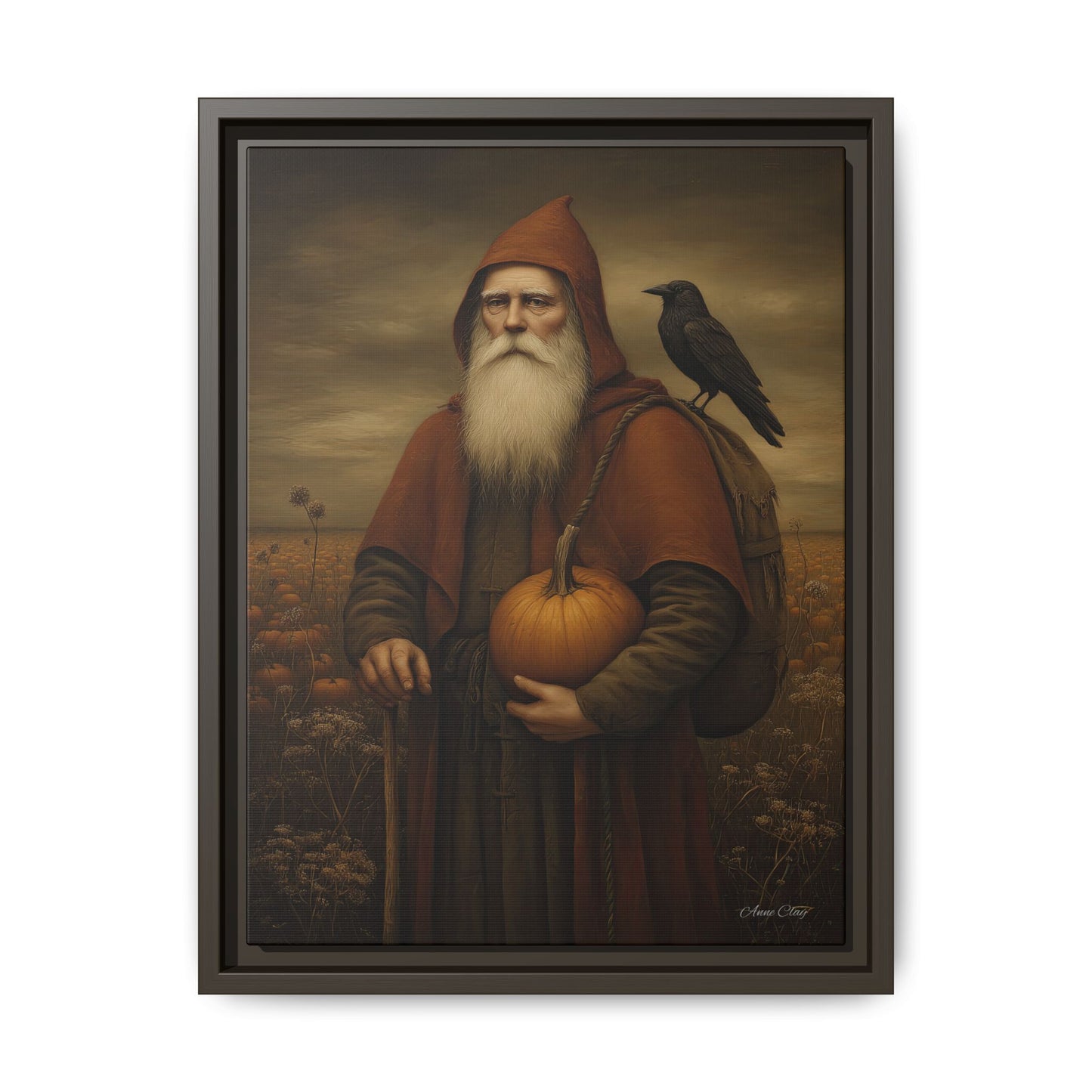 Framed Autumn Canvas Art, Fall Decor for Home, Harvest Wall Art, Thanksgiving Gift, Rustic Nature Painting