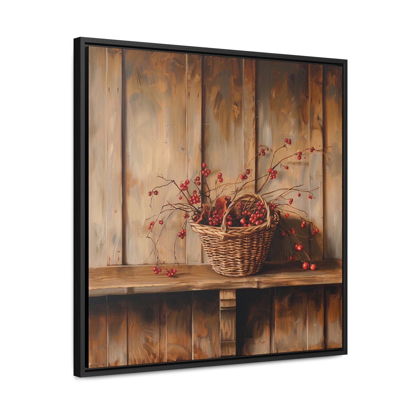 Basket of Bittersweet Gallery Canvas Wraps, Square Frame