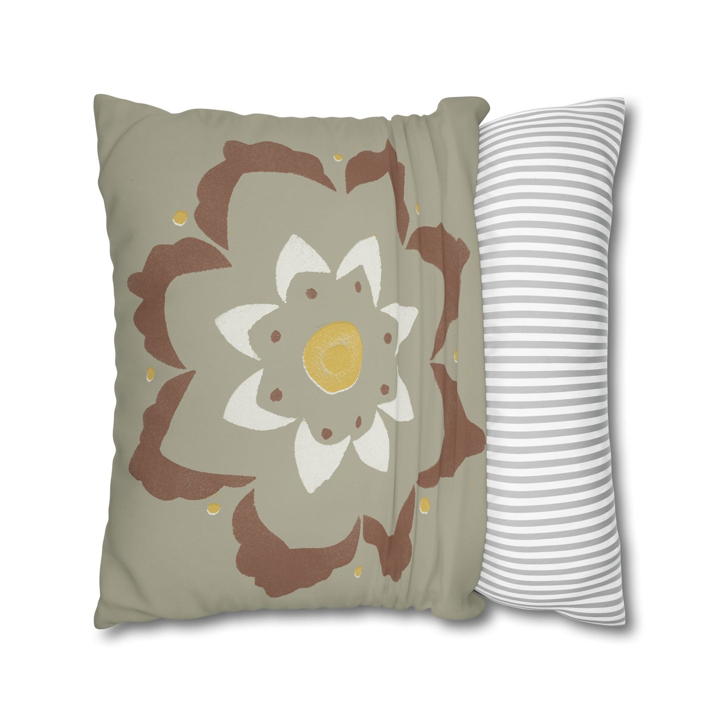 Fantasy Collection Stencil Flower Square Poly Canvas Pillowcase