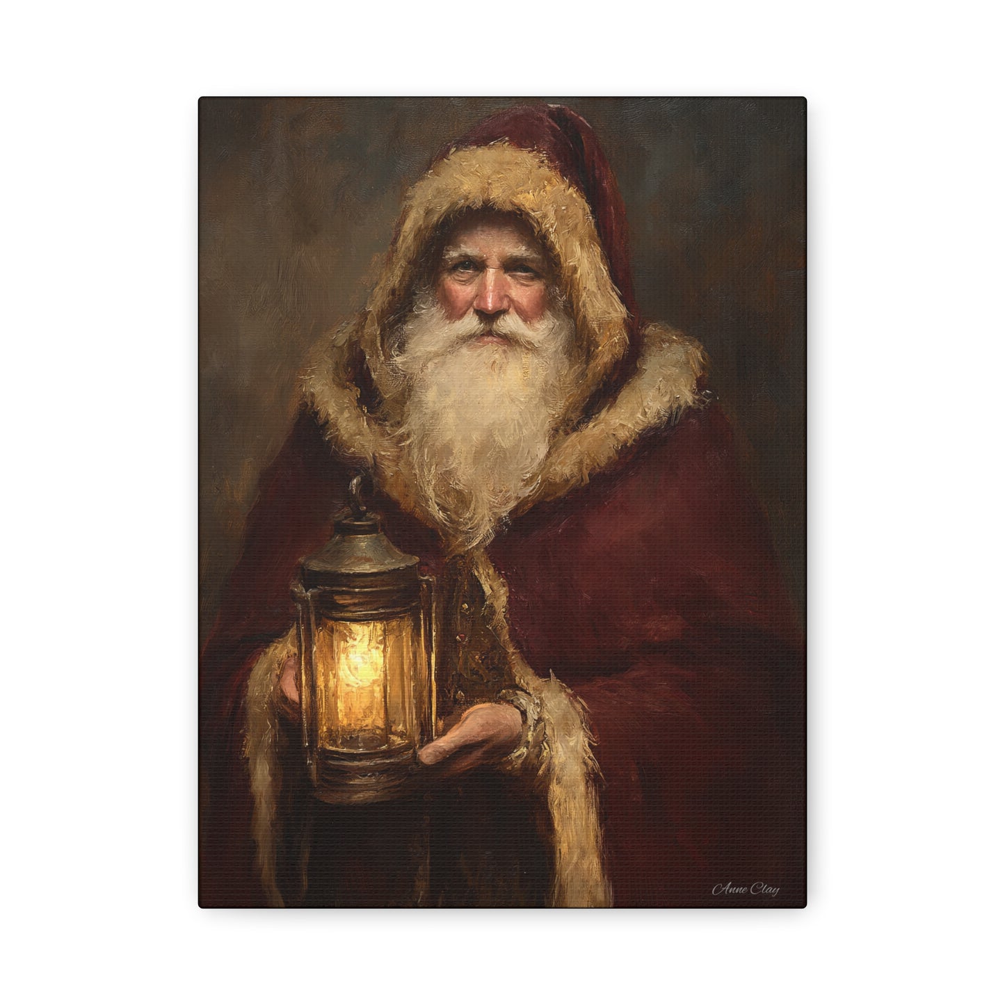 WS Firelight Santa Matte Canvas, Stretched, 1.25"