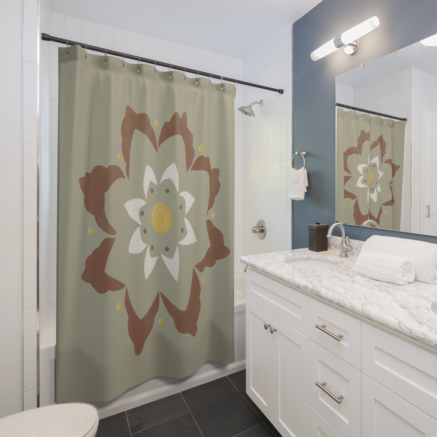 Fantasy Collection, Large Stencil Flower Shower Curtains