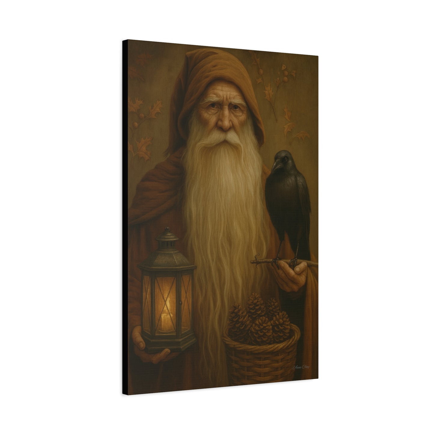 Old World Santa Canvas Art Print, Wall Decor for Home, Fantasy Artwork, Gift for Nature Lovers, Autumn Vibes, Cozy Living Space