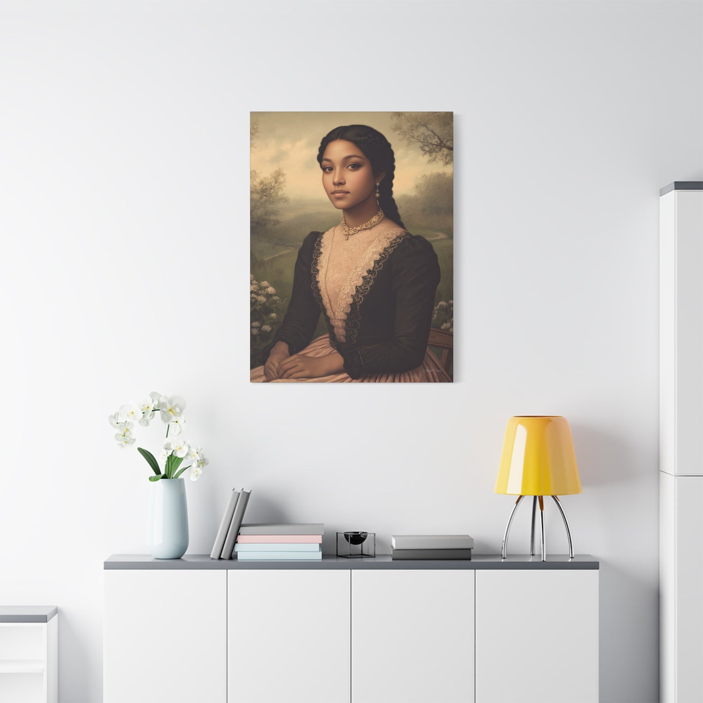 Elegant Stretched Canvas Print of Portrait Art, Vintage Home Decor, Wall Art for Living Room, Gift for Art Lovers, Timeless Design