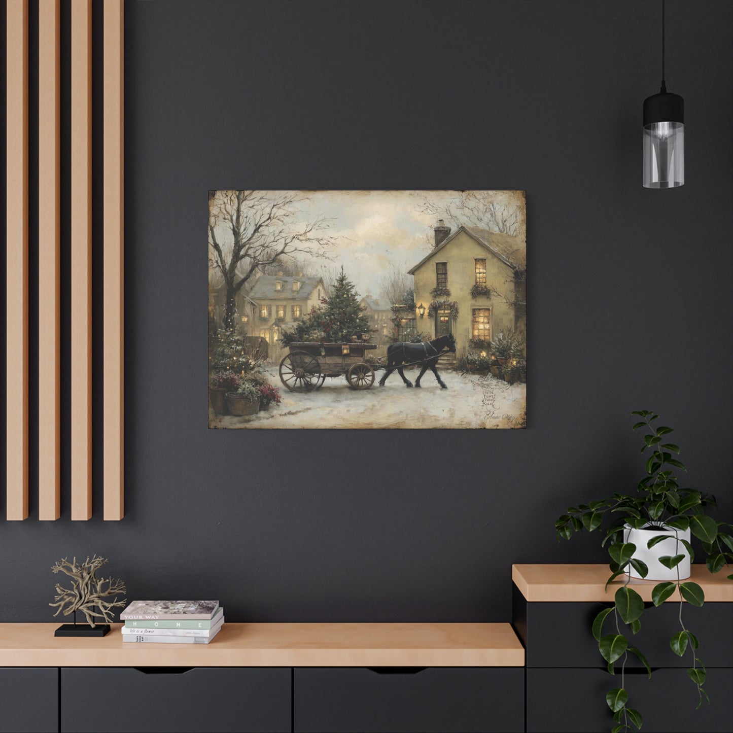 Rustic Winter Canvas Art, Holiday Home Decor, Christmas Wall Art, Cozy Living Room Decoration, Seasonal Wall Hanging