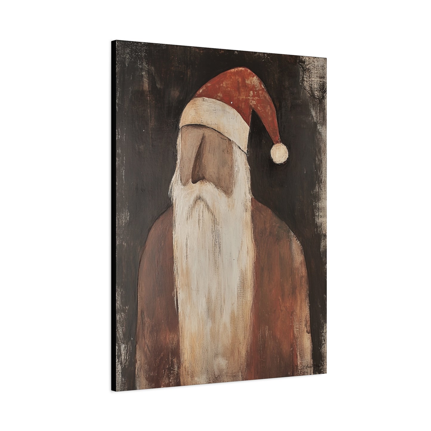 Primitive Impressionist Santa Matte Canvas, Stretched, 1.25"