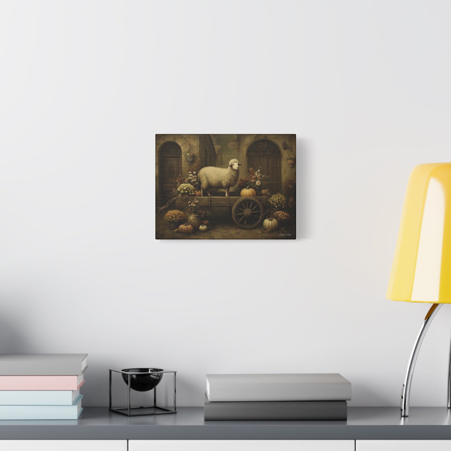 Rustic Farmhouse Canvas Print, Sheep Wall Art for Home Decor, Farmhouse Style Decor, Autumn Wall Art, Gift for Animal Lovers