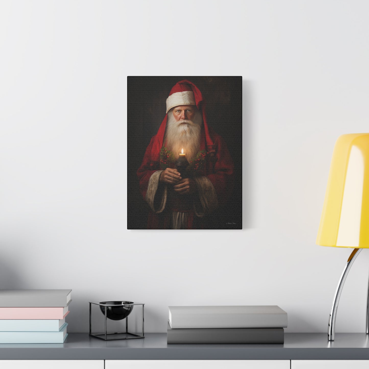 Candlelight Santa Matte Canvas, Stretched, 1.25"