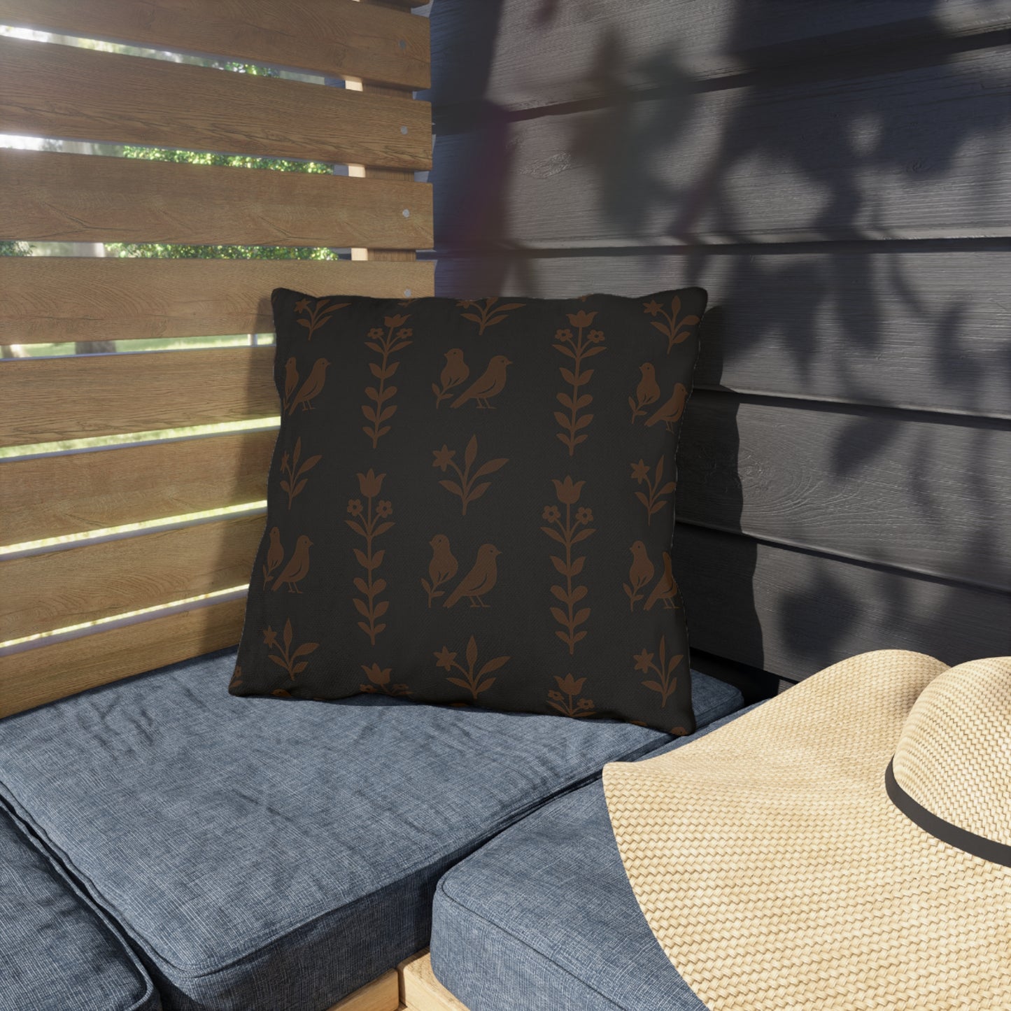 Chic Outdoor Pillows with Bird and Floral Design, Patio Decor,Garden Cushions, Boho Style, Cozy Home Accessories