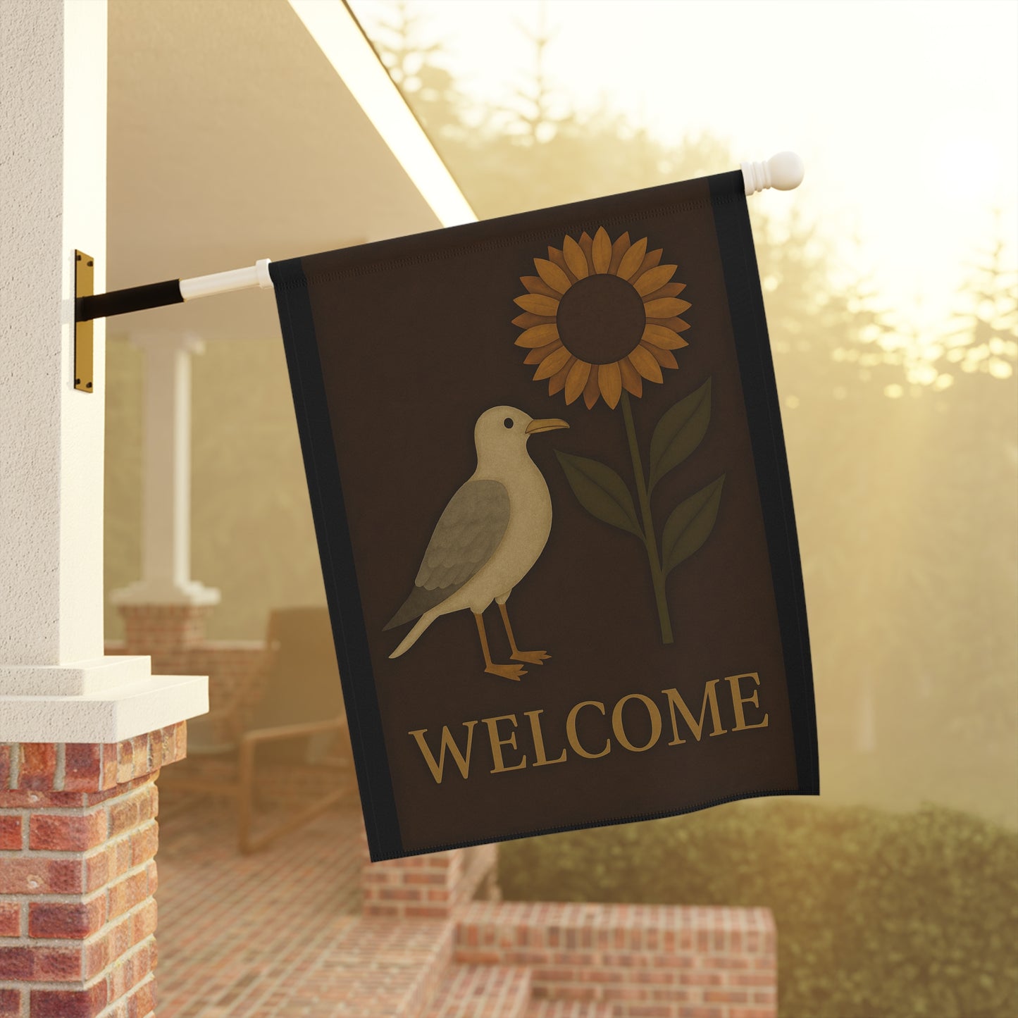 Welcome Garden & House Banner, Decorative Yard Sign, Outdoor Decor, Spring & Summer Decoration, Bird & Sunflower Theme
