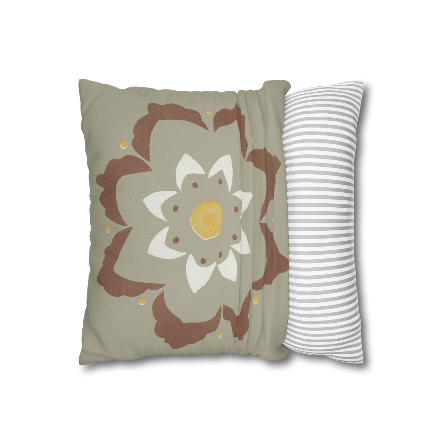 Fantasy Collection Stencil Flower Square Poly Canvas Pillowcase