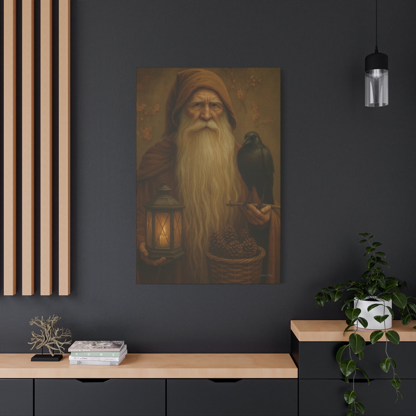 Old World Santa Canvas Art Print, Wall Decor for Home, Fantasy Artwork, Gift for Nature Lovers, Autumn Vibes, Cozy Living Space