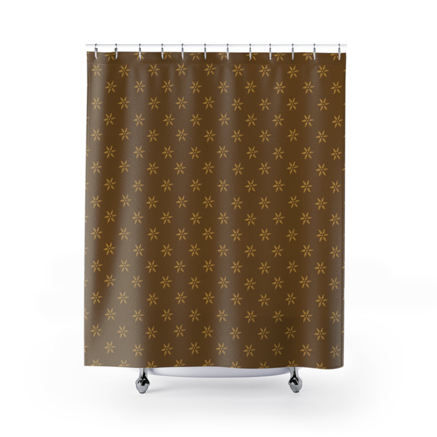 Early American Stencil Elegant Floral Pattern Shower Curtain – Bathroom Decor for a Cozy Retreat