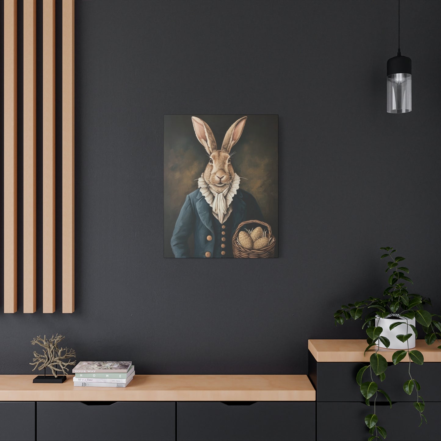 Whimsical Rabbit Canvas Art - Easter Decor - Anne Clay