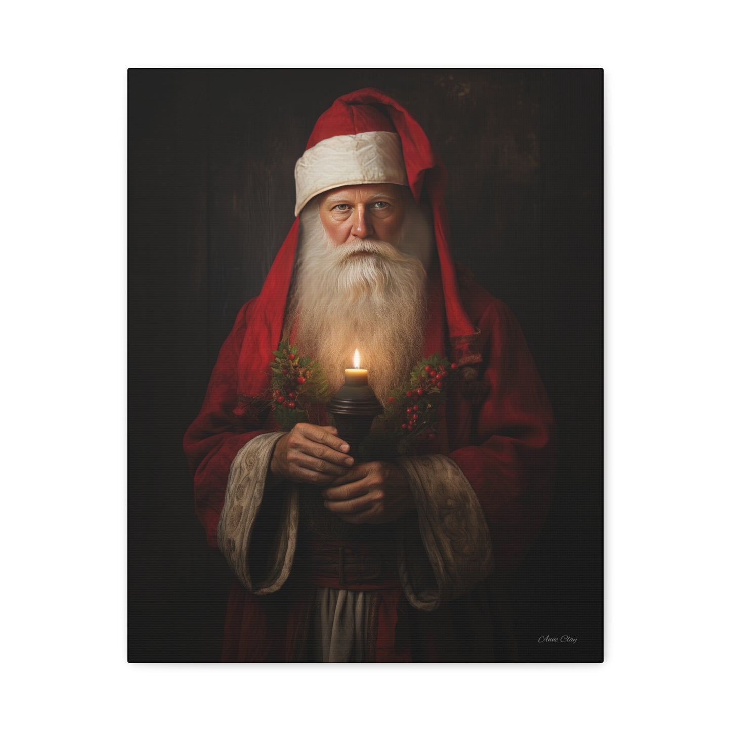 Candlelight Santa Matte Canvas, Stretched, 1.25"