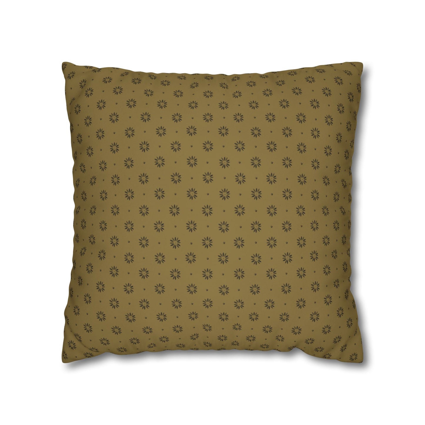 Black Petals on Gold Background Stencil Square Poly Canvas Pillowcase