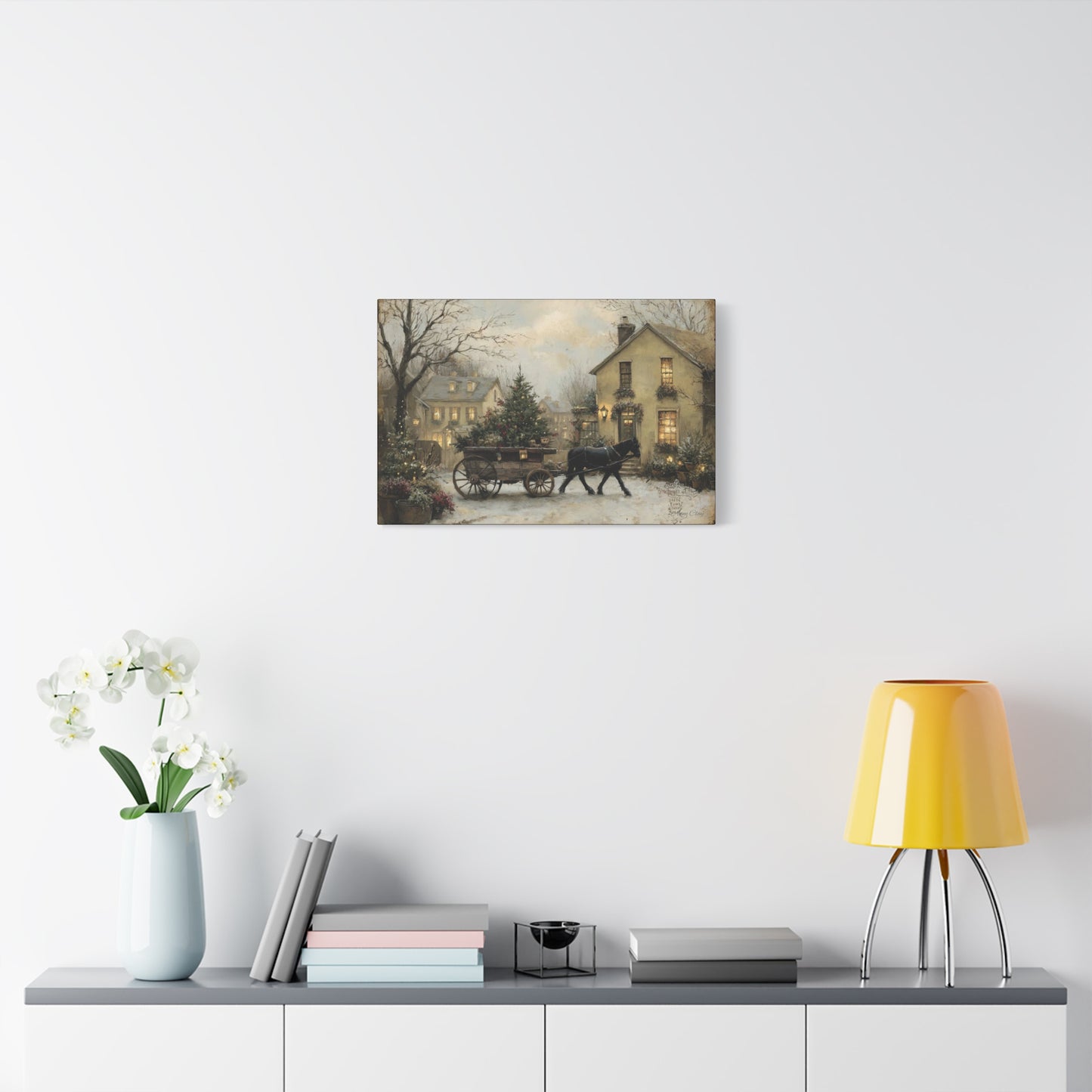 Rustic Winter Canvas Art, Holiday Home Decor, Christmas Wall Art, Cozy Living Room Decoration, Seasonal Wall Hanging