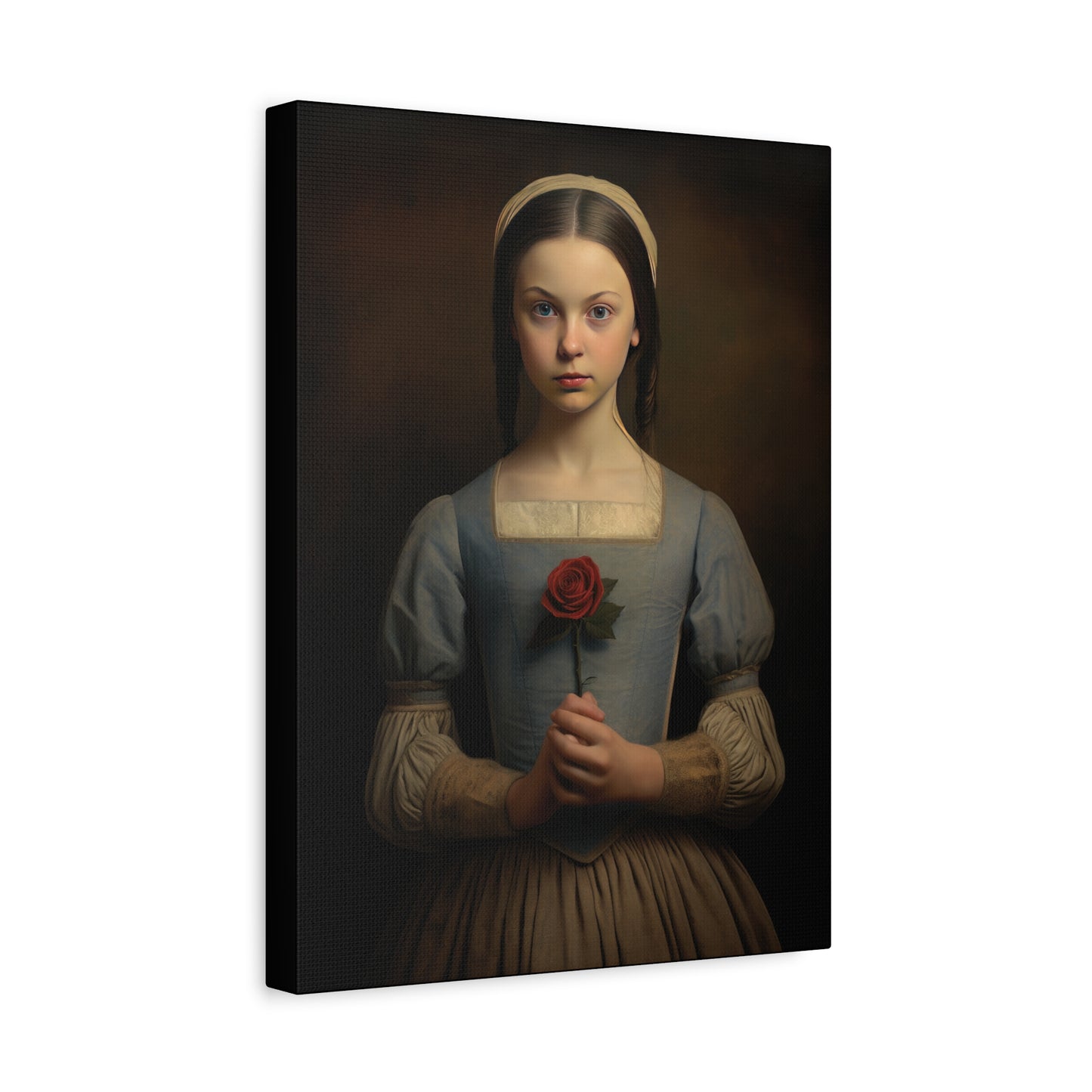 Vintage Girl with Rose Matte Canvas Wall Art