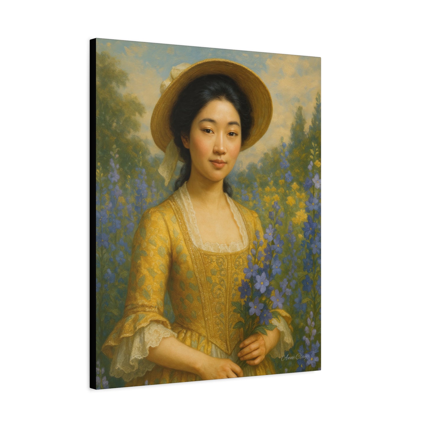 Floral Portrait Canvas, Vintage Art Print, Elegant Home Decor, Gift for Art Lovers, Wall Art for Living Room