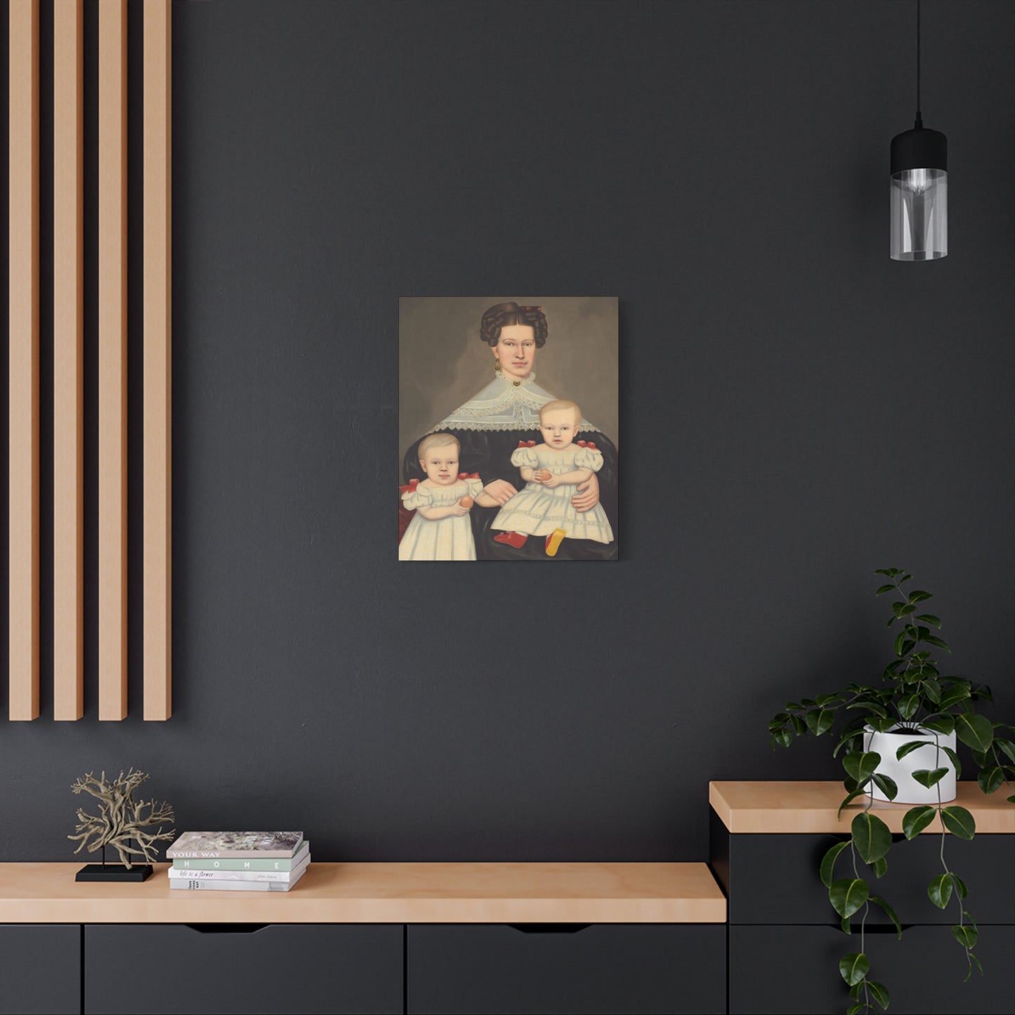 Mrs. Paul Smith Palmer Vintage Family Canvas Art - Classic Portrait of Mother and Twins