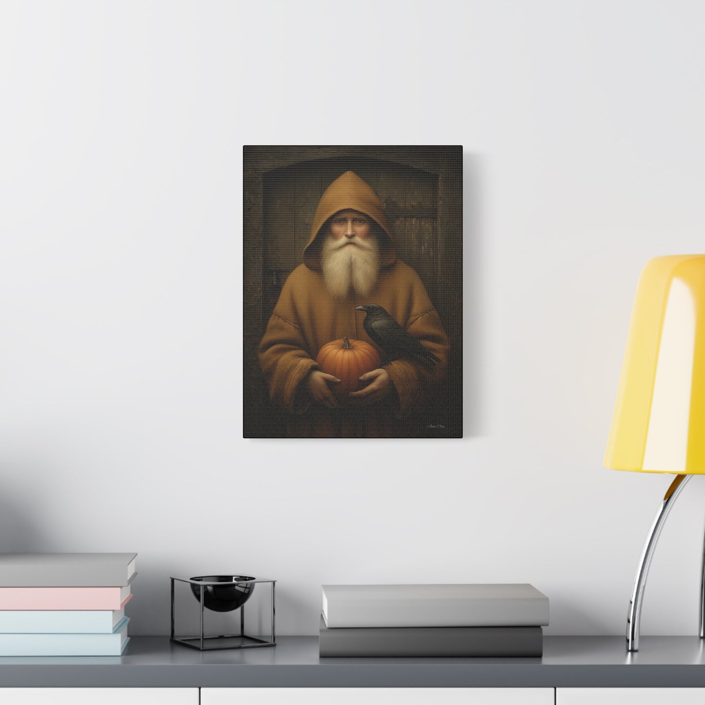 Mystical Fall Canvas Art, Pumpkin Decor, Autumn Wall Art, Halloween Home Decor, Spiritual Artwork, Living Room Decoration