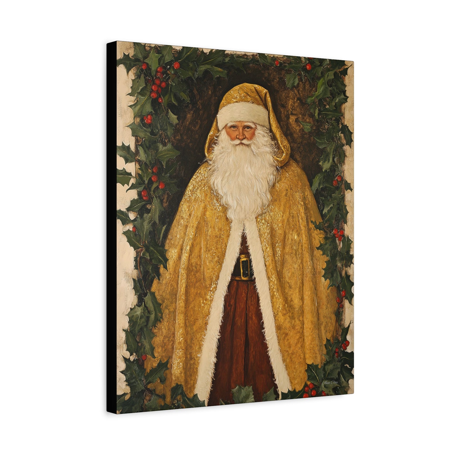 Golden Furry Santa Matte Canvas, Stretched, 1.25"