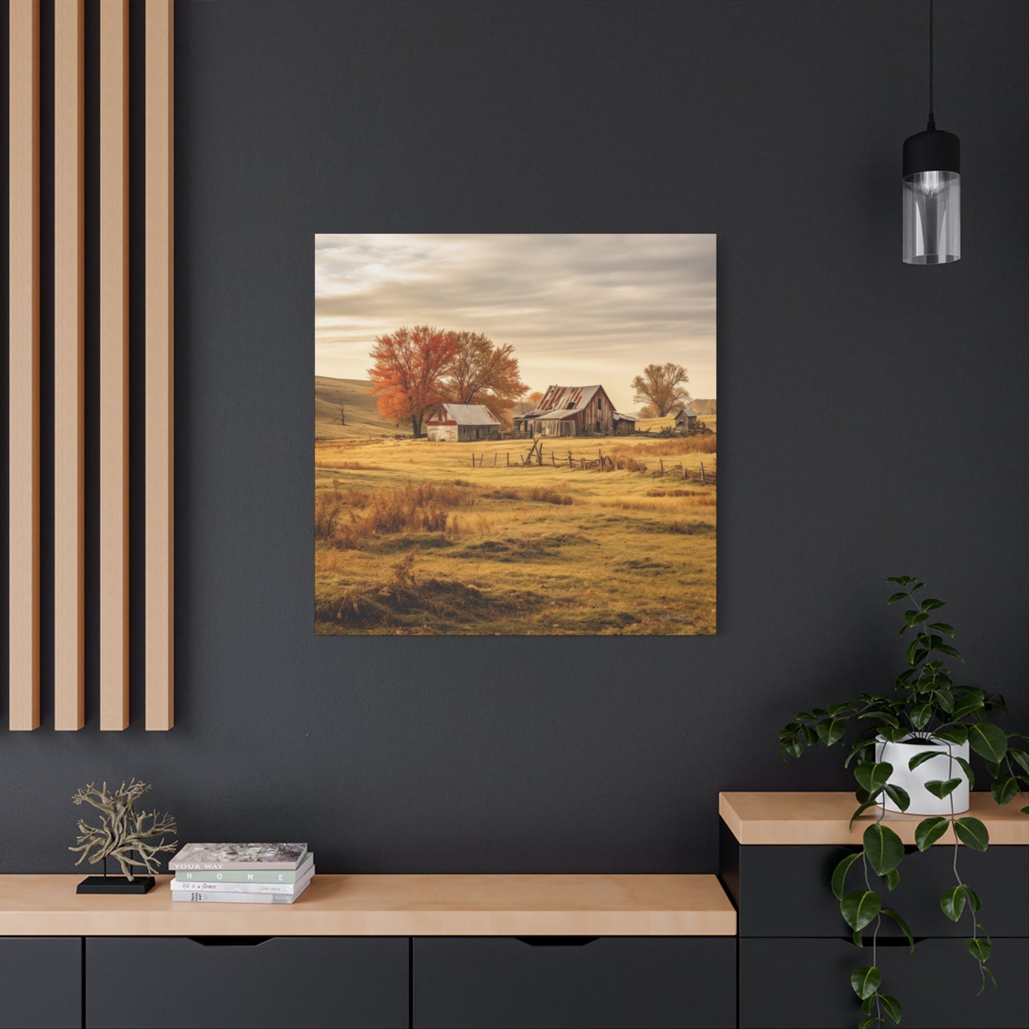 Rustic Farmhouse Canvas Wall Art, Autumn Landscape Decor, Cozy Home Decoration, Farmhouse Style Gift, Rustic Wall Art for All Occasions