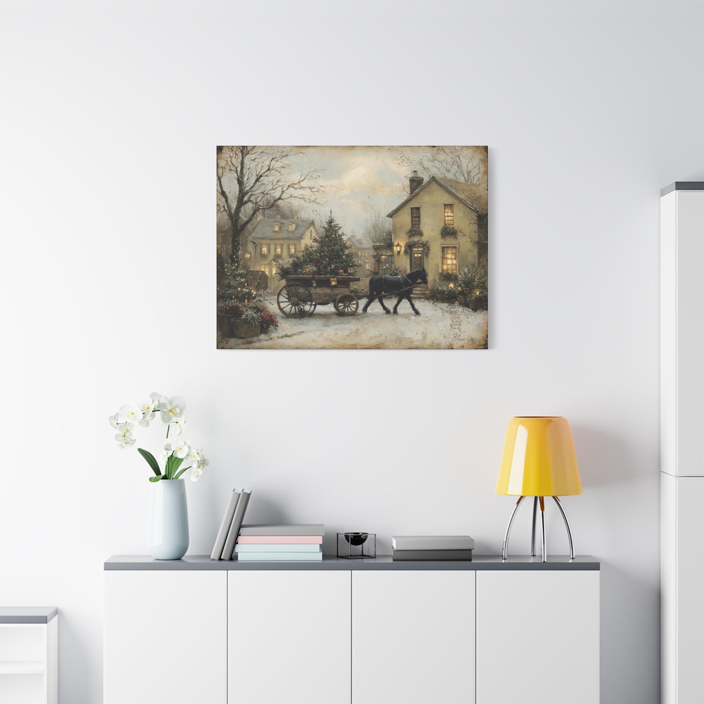 Rustic Winter Canvas Art, Holiday Home Decor, Christmas Wall Art, Cozy Living Room Decoration, Seasonal Wall Hanging