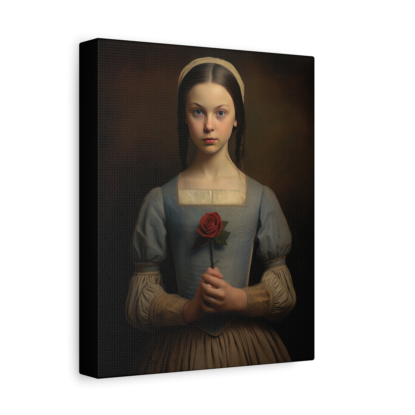 Vintage Girl with Rose Matte Canvas Wall Art