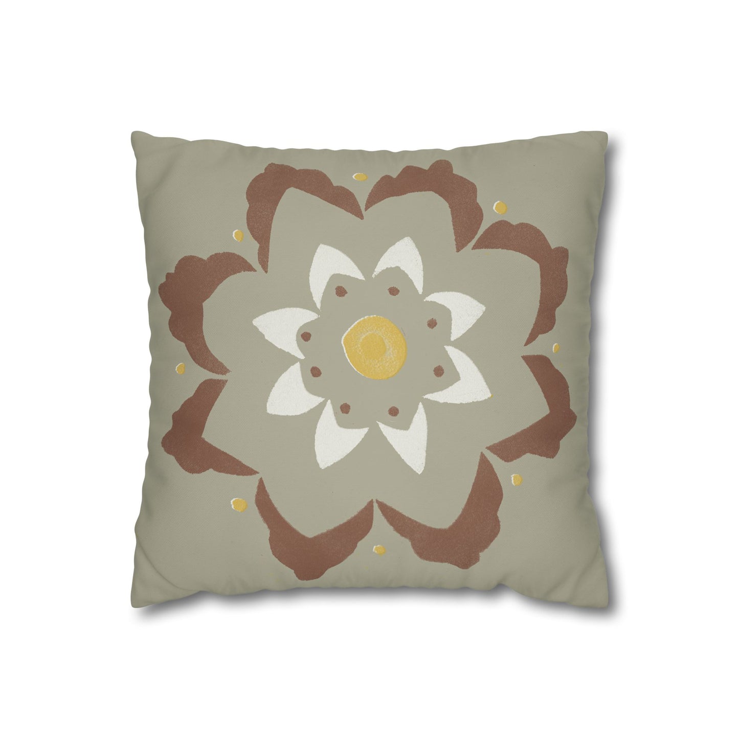 Fantasy Collection Stencil Flower Square Poly Canvas Pillowcase