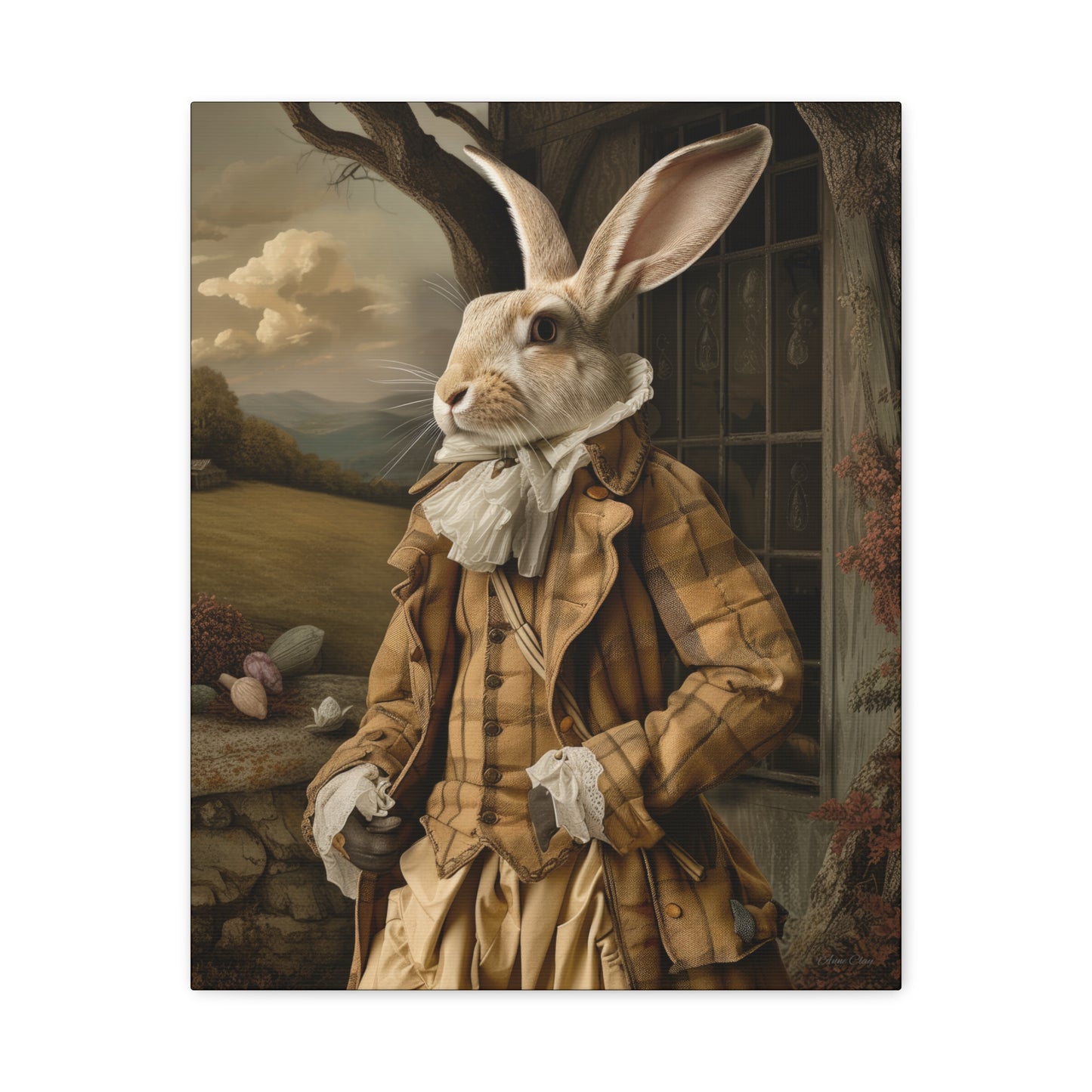 Sir William Rabbit: Whimsical Rabbit Canvas Art - Vintage Style Wall Decor
