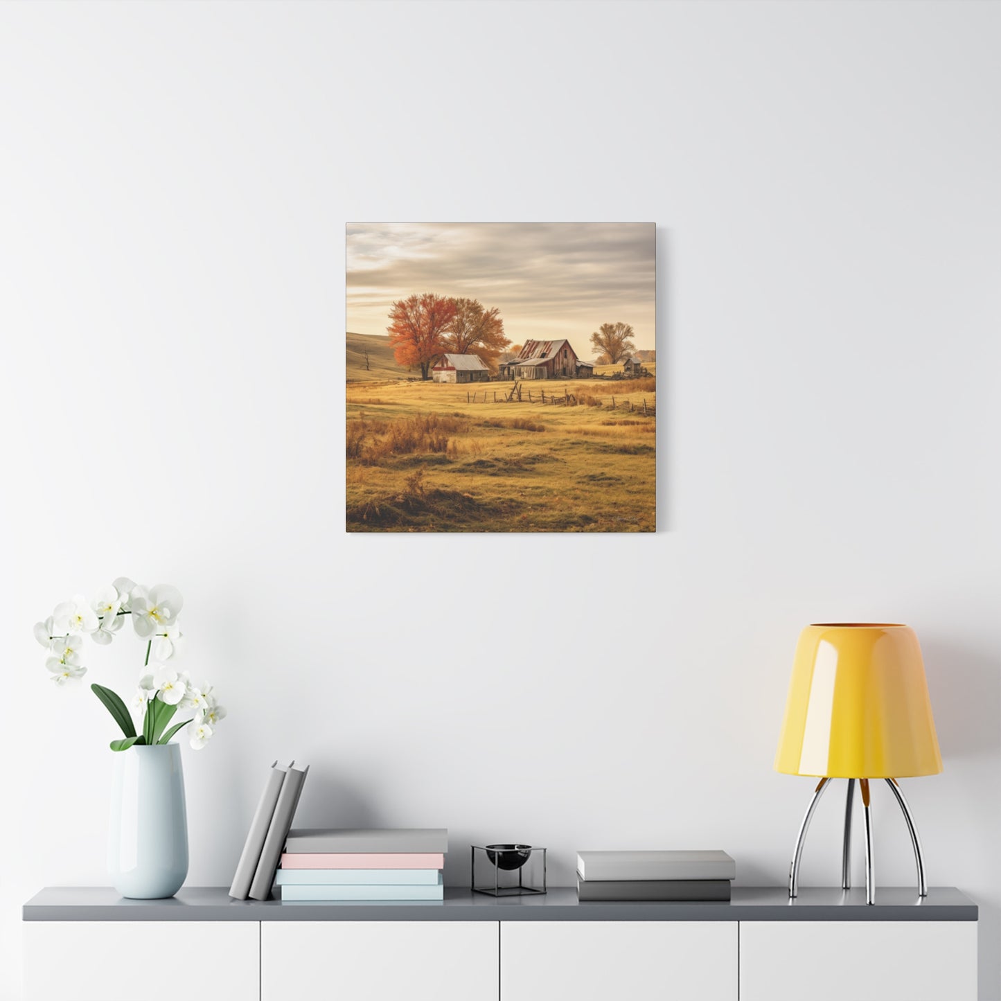 Rustic Farmhouse Canvas Wall Art, Autumn Landscape Decor, Cozy Home Decoration, Farmhouse Style Gift, Rustic Wall Art for All Occasions