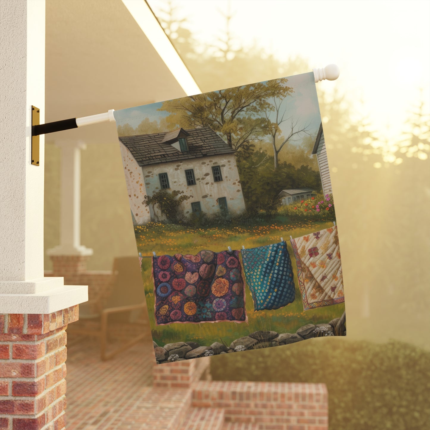 Quilt on a Split Fence Garden & House Banner