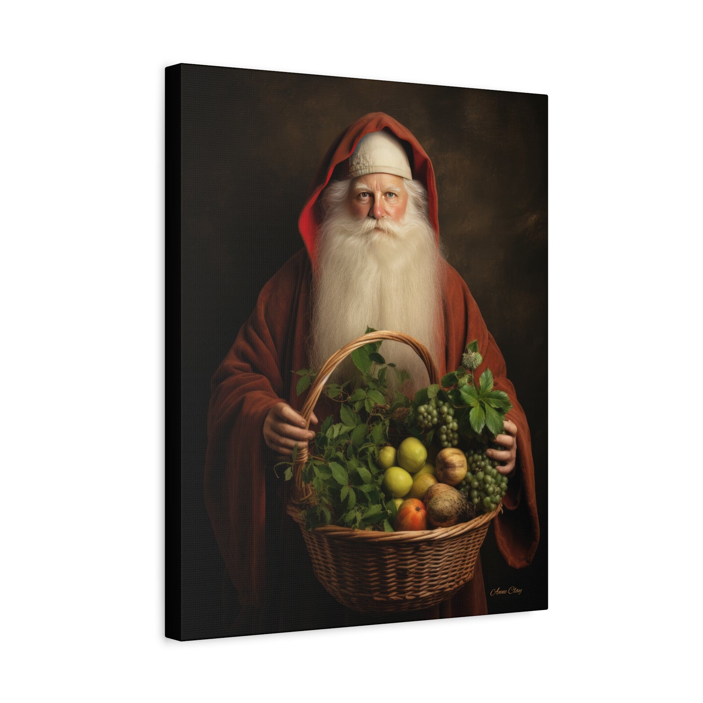Fruit Basket Santa Matte Canvas, Stretched, 1.25"