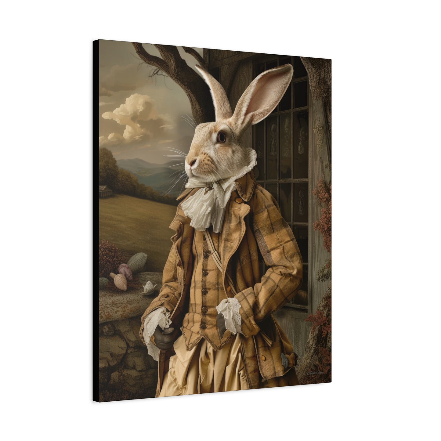Sir William Rabbit: Whimsical Rabbit Canvas Art - Vintage Style Wall Decor