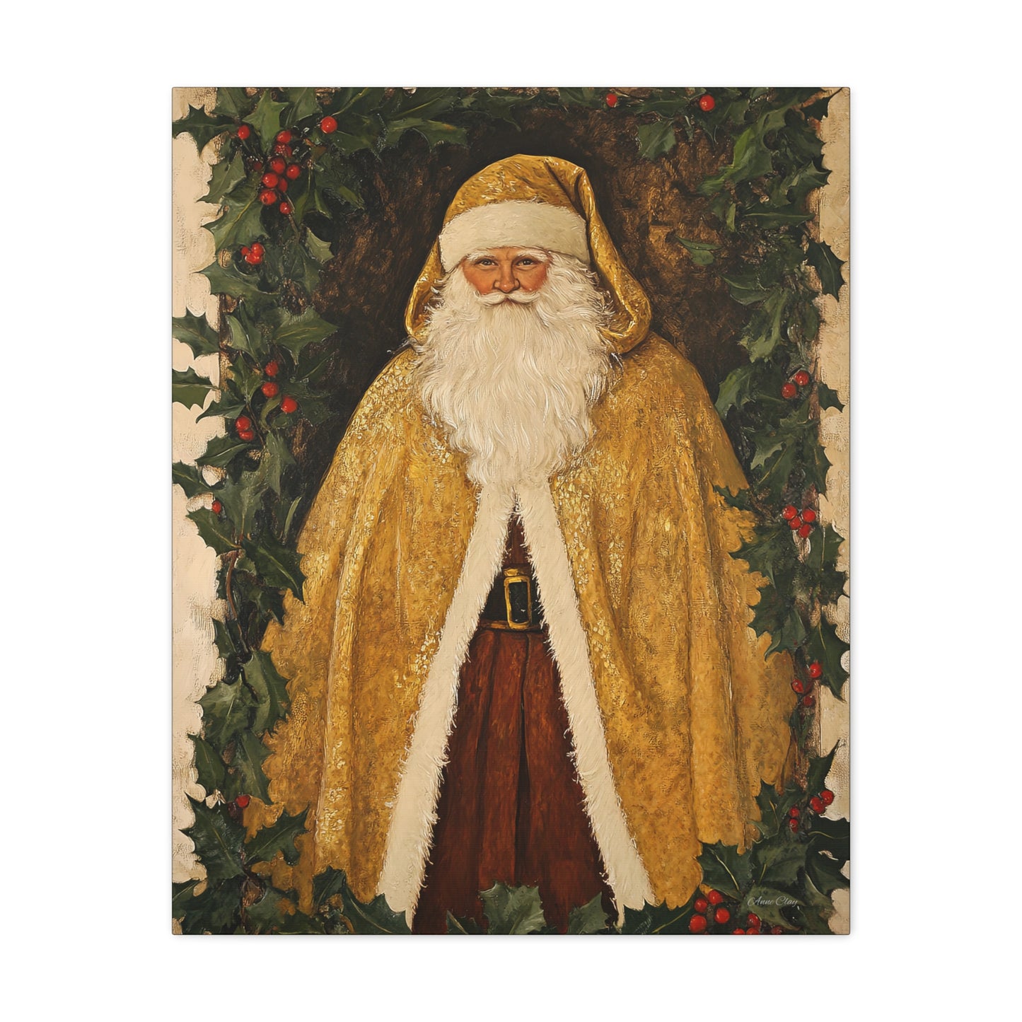 Golden Furry Santa Matte Canvas, Stretched, 1.25"