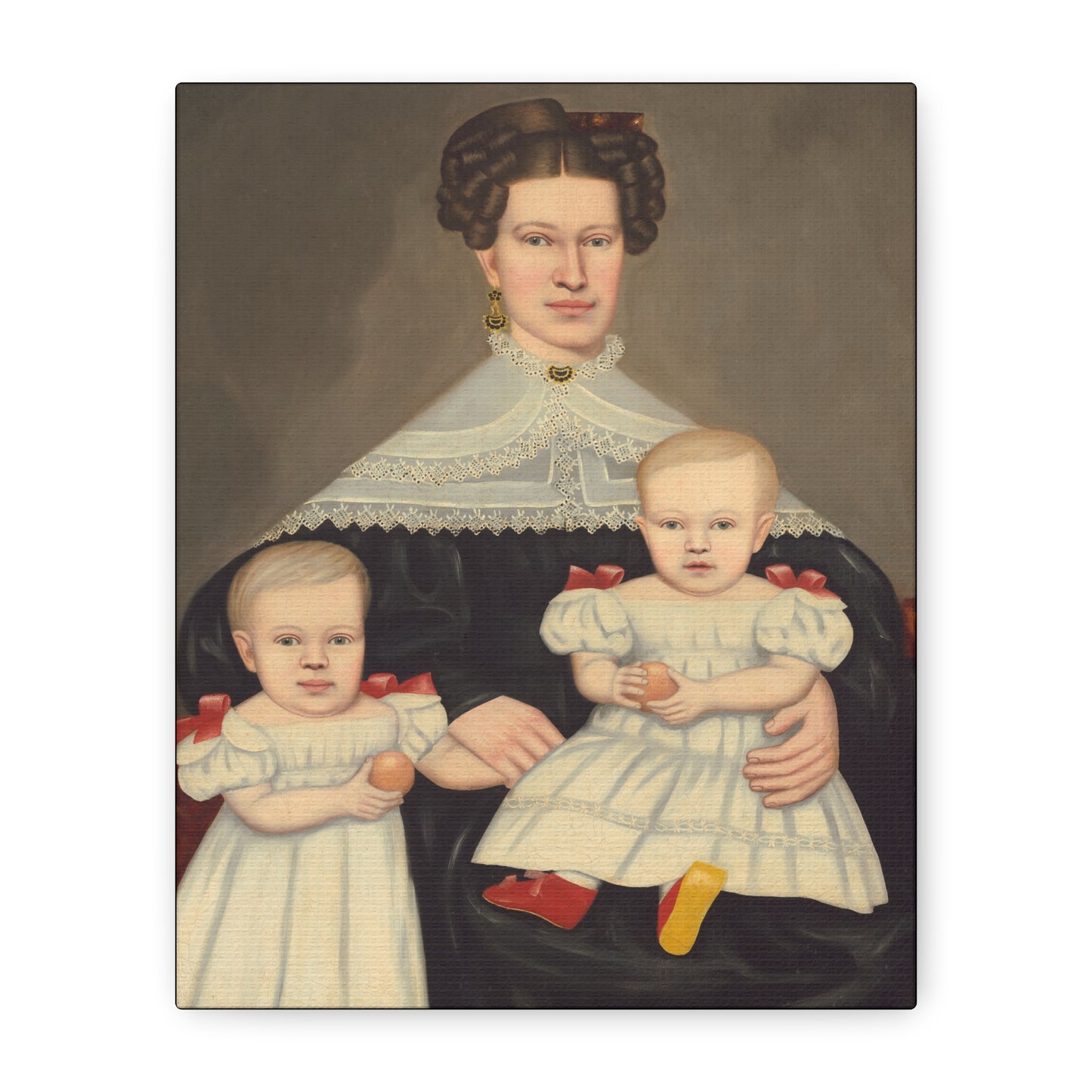 Mrs. Paul Smith Palmer Vintage Family Canvas Art - Classic Portrait of Mother and Twins