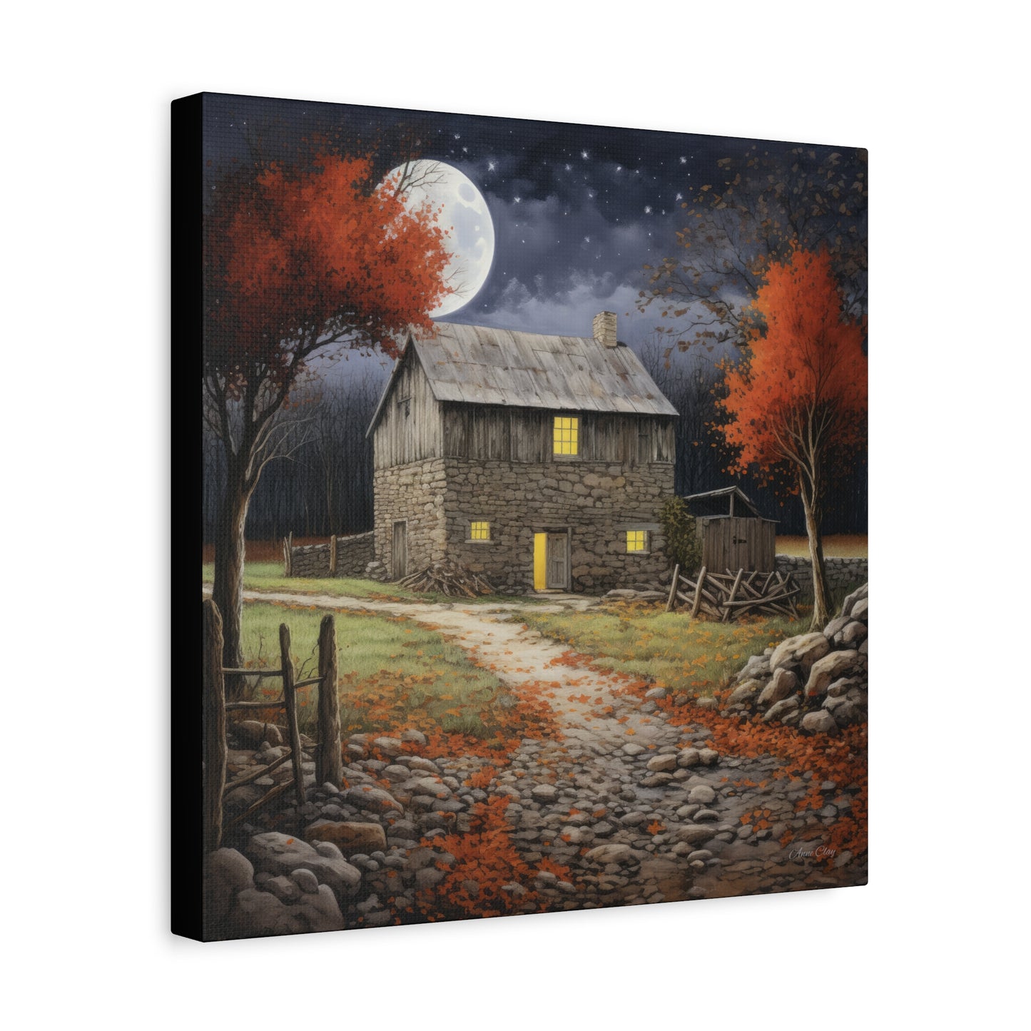 Rustic Cabin Art Print, Home Decor, Autumn Wall Art, Cozy Living Room Decor, Gift for Nature Lovers, Fall Decor
