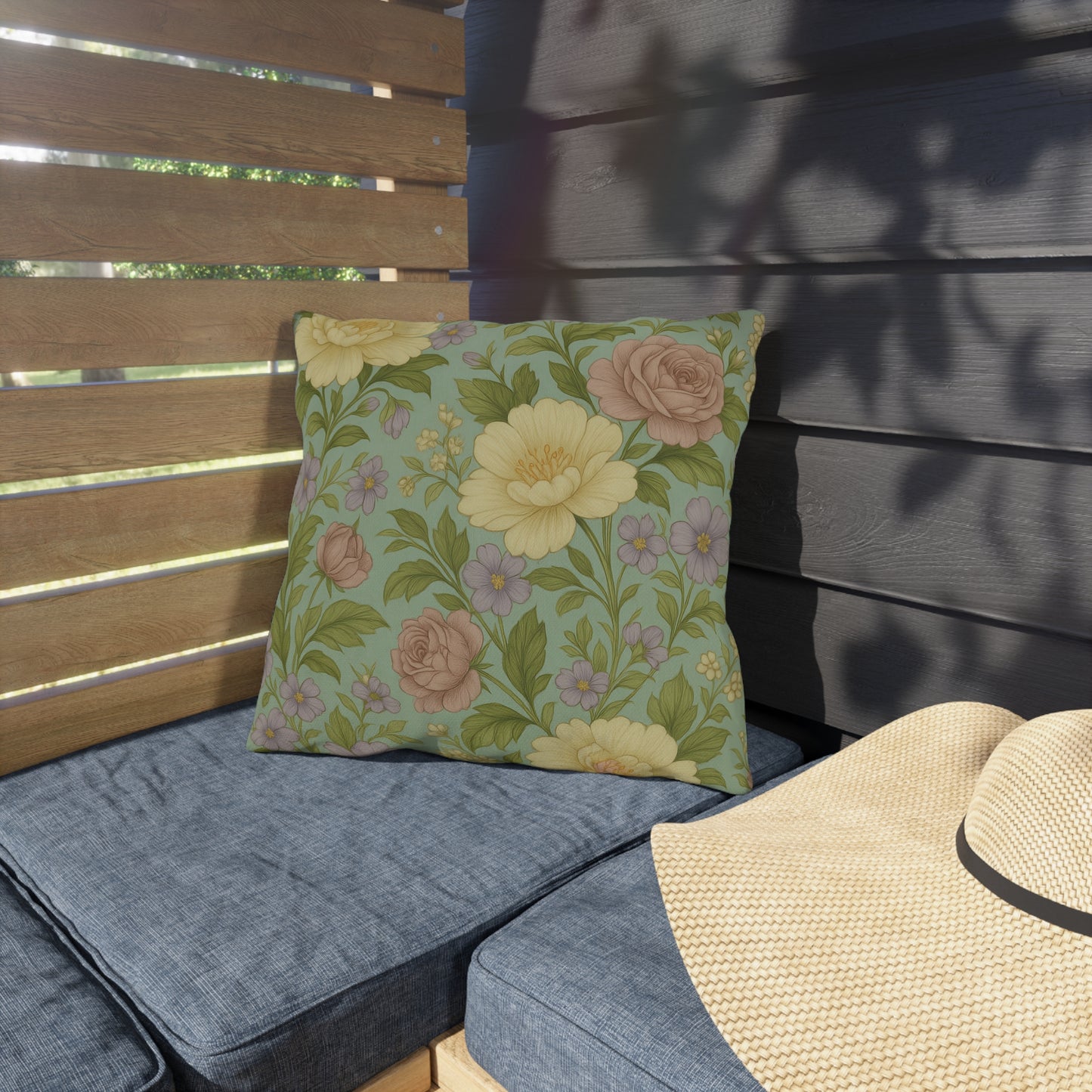 Botanical Outdoor Pillows, Floral Patio Decor, Garden Cushions, Shabby Chic Throw, Summer Home Accents