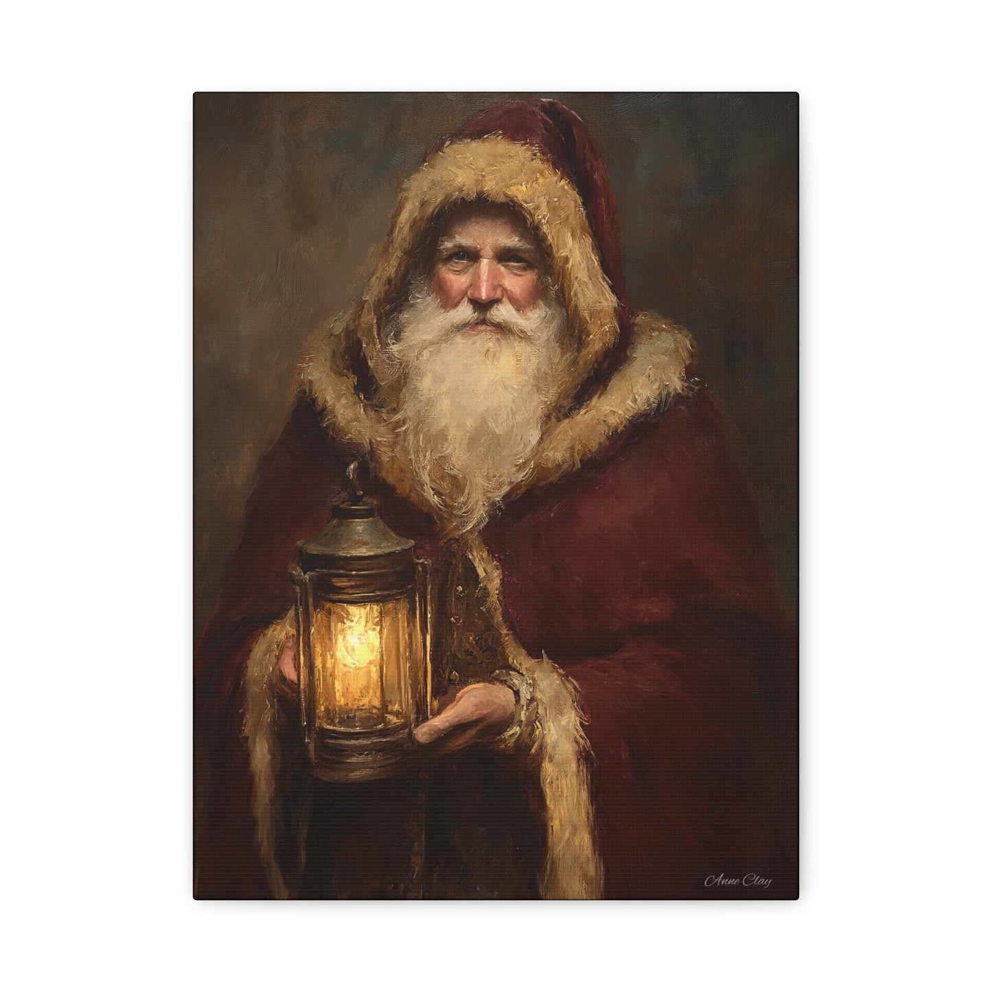 WS Firelight Santa Matte Canvas, Stretched, 1.25"