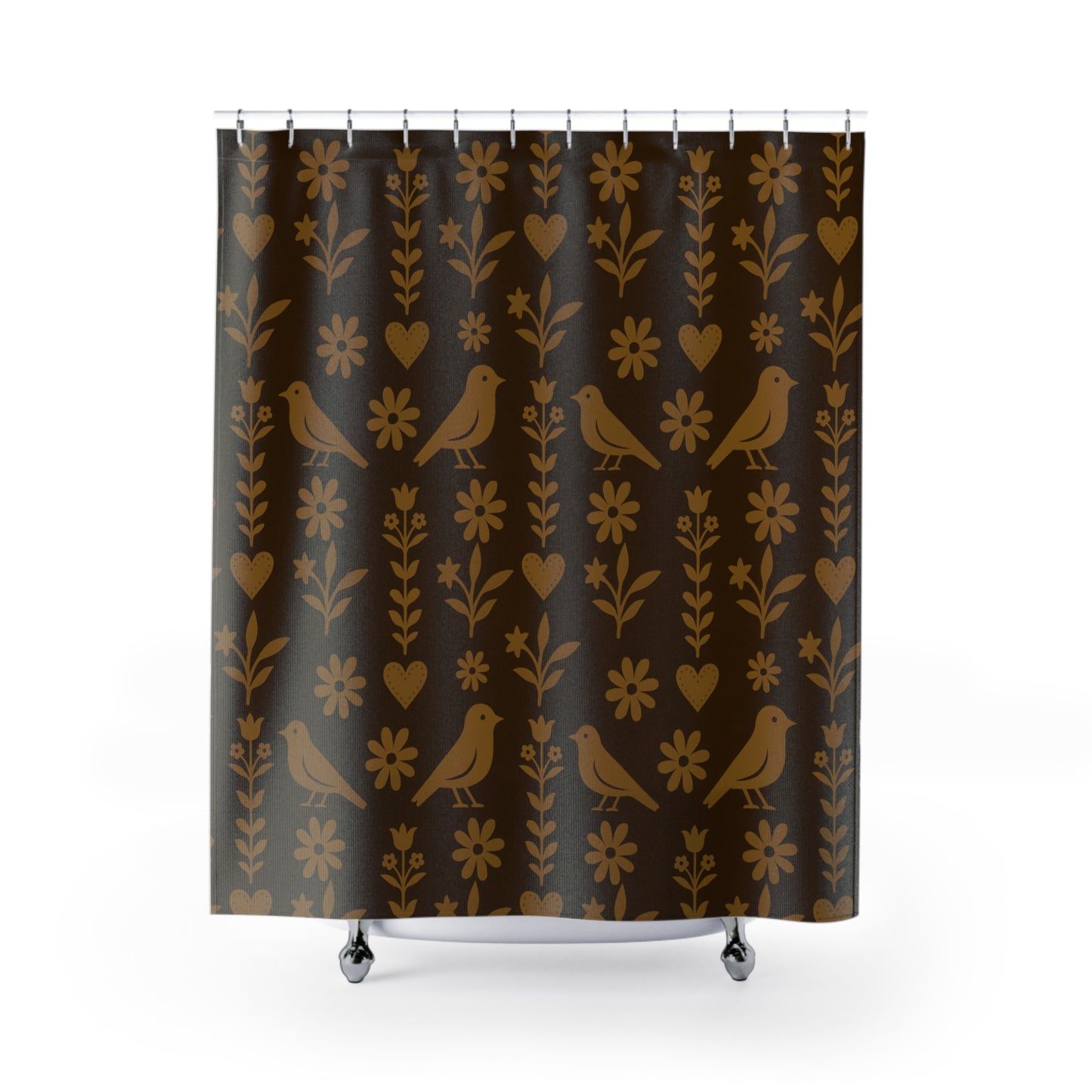 Bohemian Floral Shower Curtain, Nature Inspired Bathroom Decor, Gift for Bird Lovers, Rustic Home Accessories, Boho Chic Style