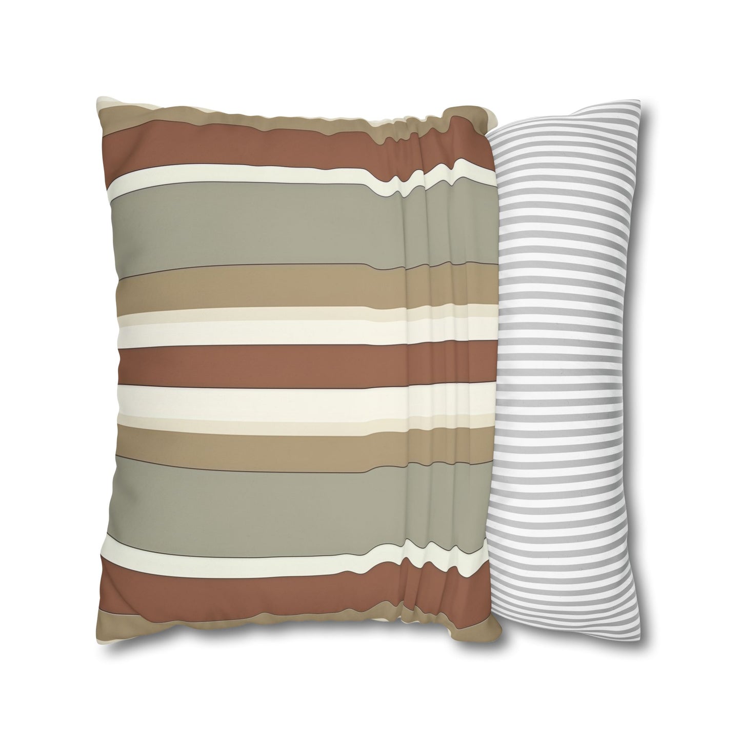 Fantasy Collection Taupe Stripes Square Poly Canvas Pillowcase