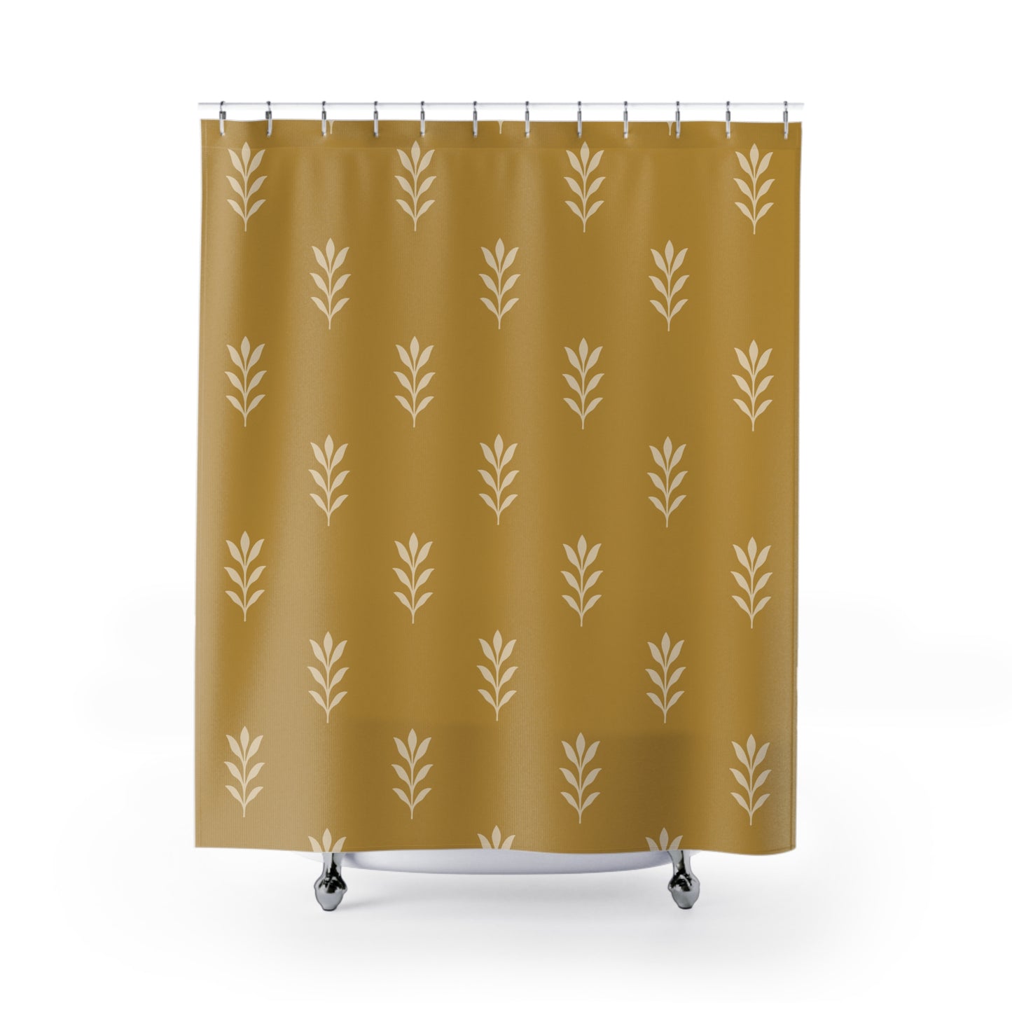 Boho Floral Shower Curtain | Minimalist Bathroom Decor, Modern Home, Gift for Housewarming, Yellow Plant Design