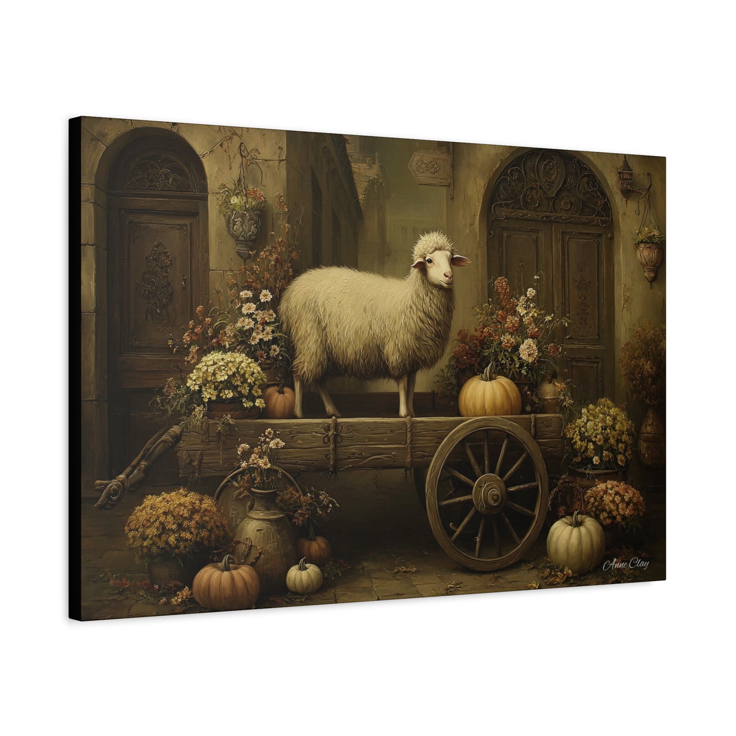 Rustic Farmhouse Canvas Print, Sheep Wall Art for Home Decor, Farmhouse Style Decor, Autumn Wall Art, Gift for Animal Lovers