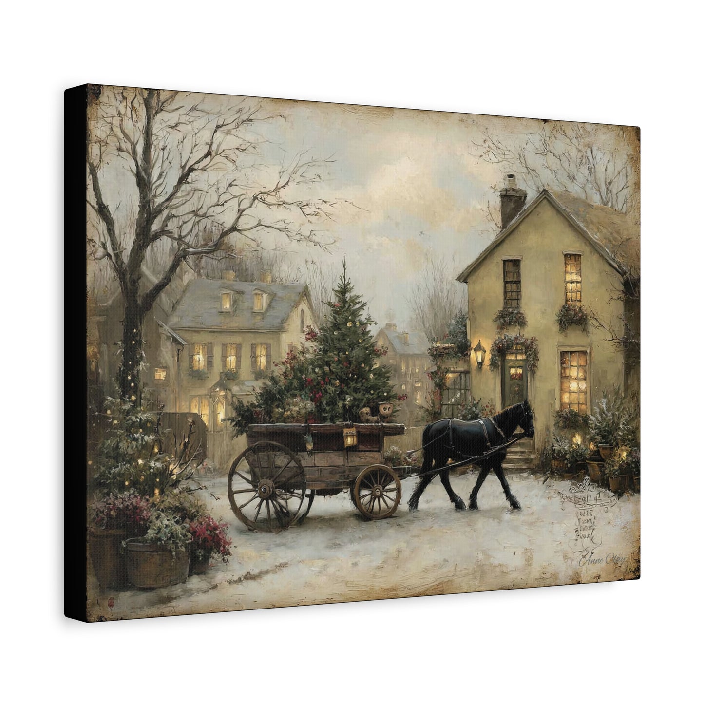 Rustic Winter Canvas Art, Holiday Home Decor, Christmas Wall Art, Cozy Living Room Decoration, Seasonal Wall Hanging