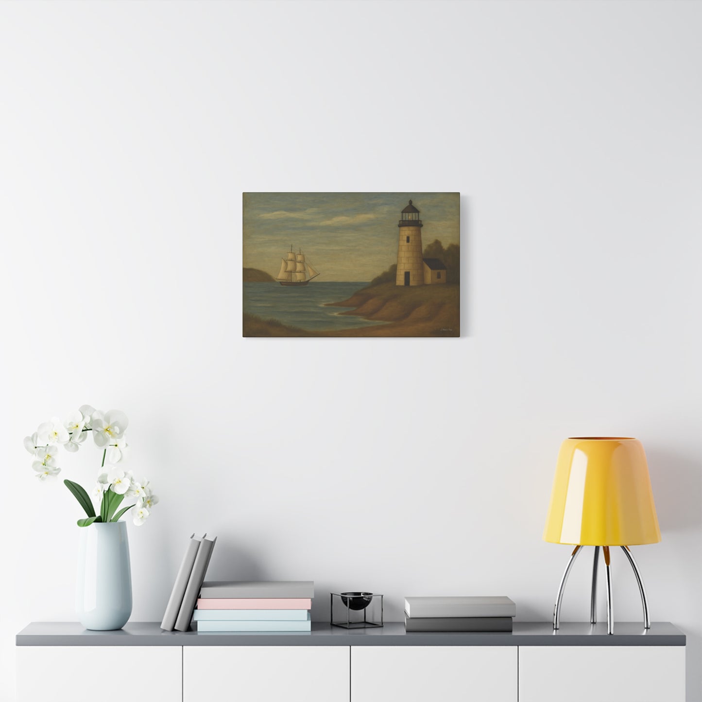 Nautical Canvas Art, Coastal Lighthouse Wall Decor, Home Living Room Decoration, Beach House Gift, Maritime Art Print, Ocean Theme Artwork