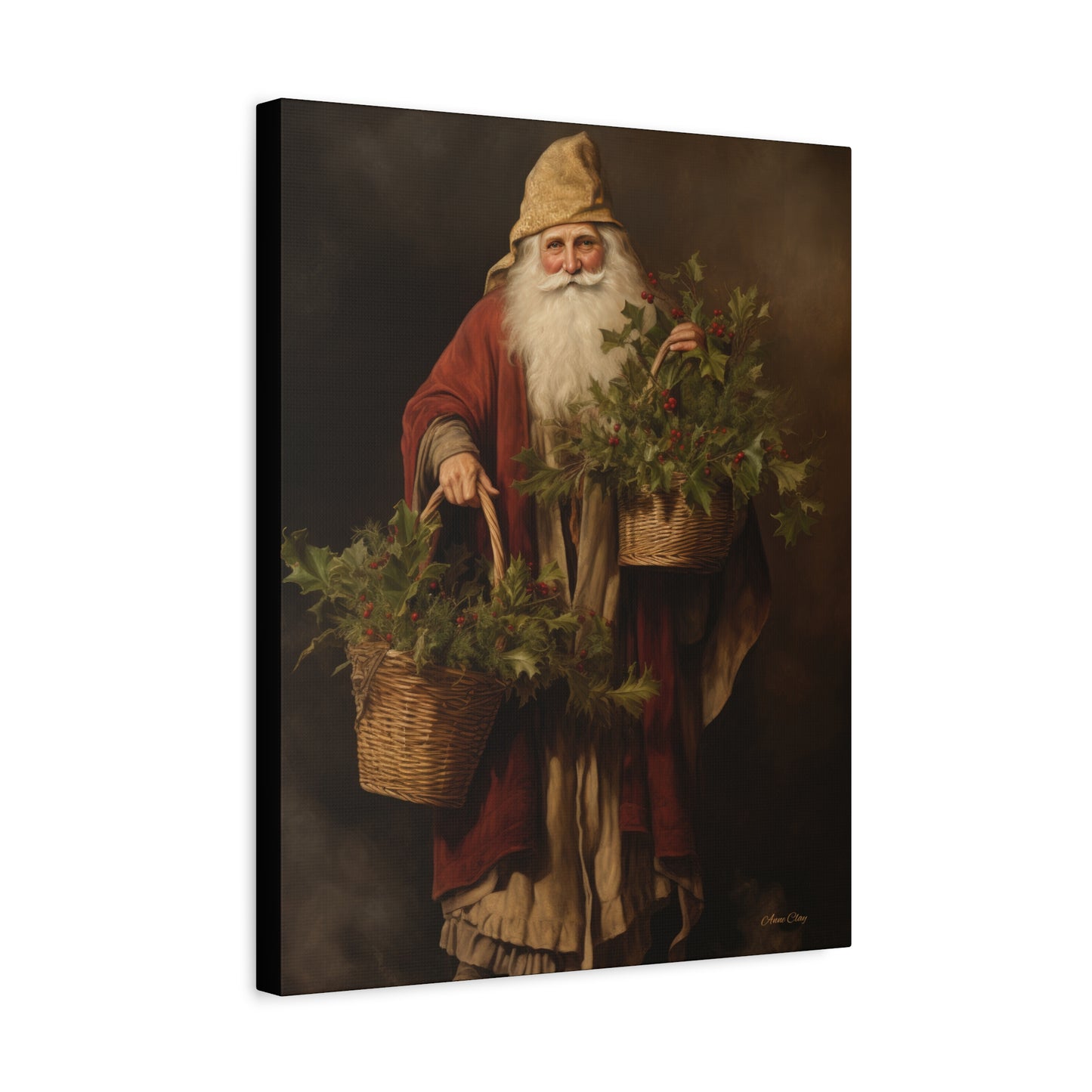 Jolly Santa Ivy Matte Canvas, Stretched, 1.25"