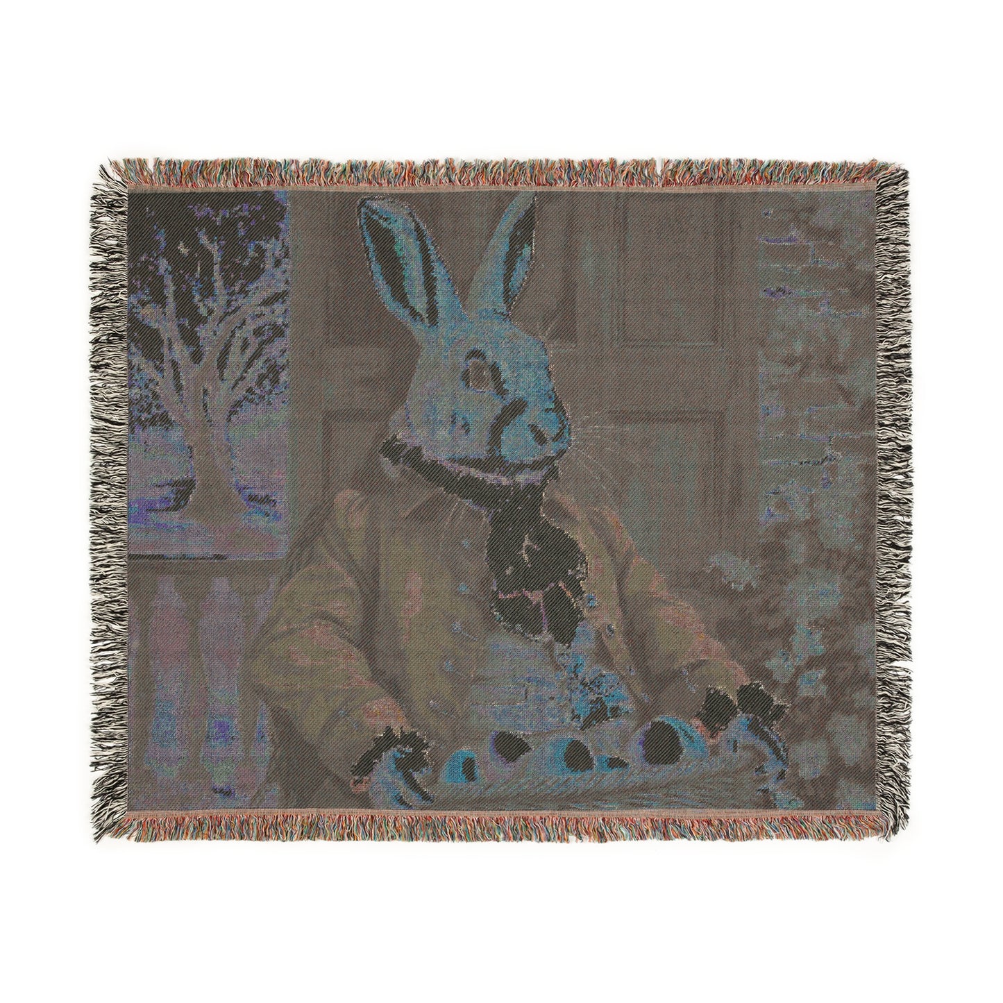 Whimsical Rabbit Tapestry Blanket - Cozy Vintage Home Decor
